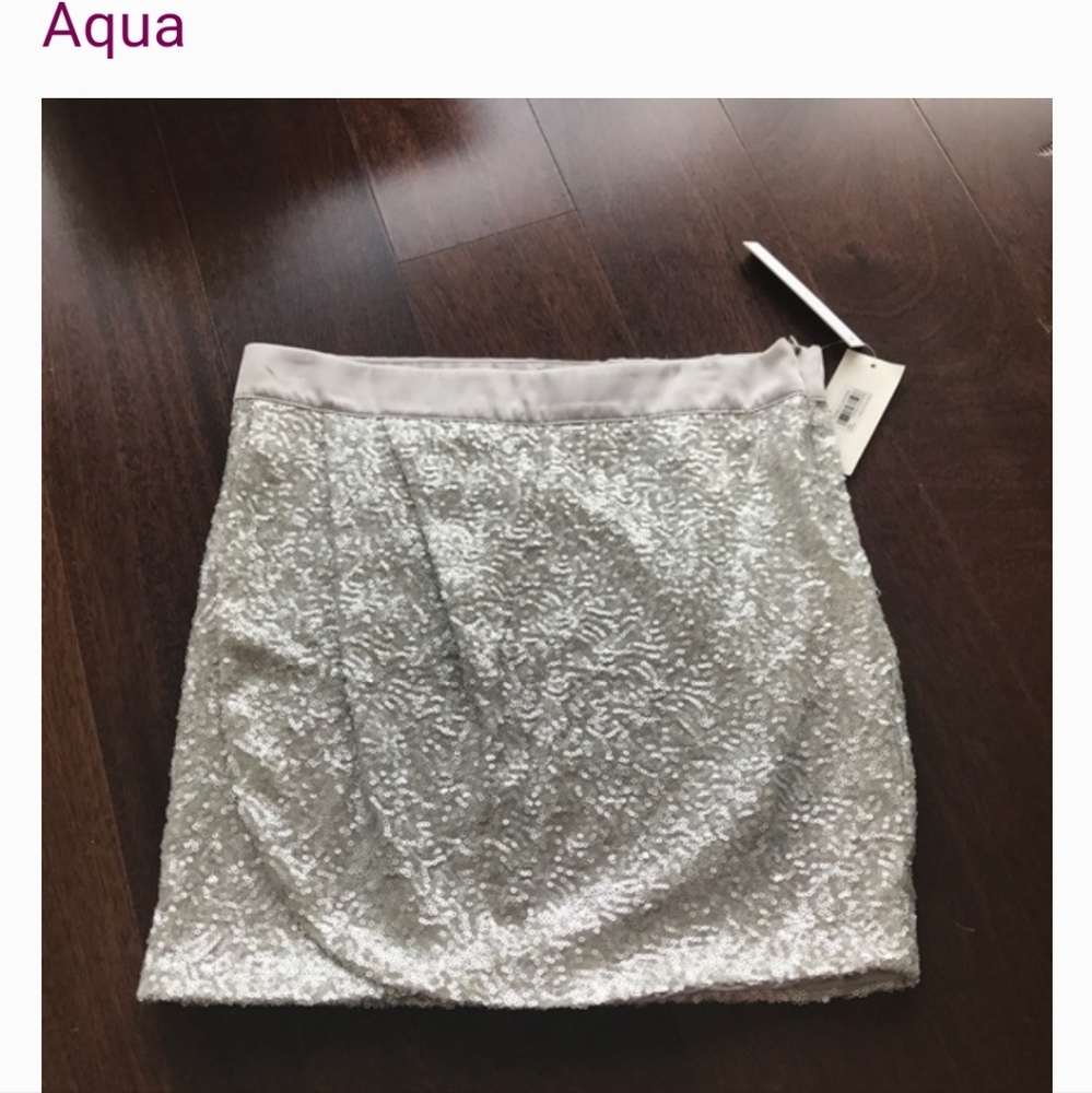 NWT Aqua silver Sequin skirt